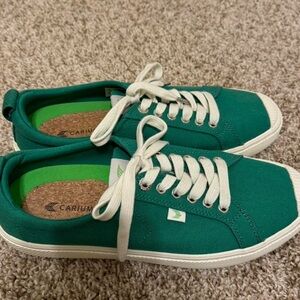 Cariuma Emerald Canvas Sneakers with White Accents